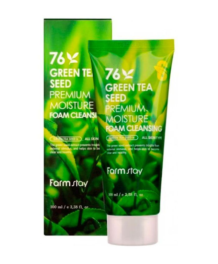 Farmstay Green Tea Seed Premium Moisture Cleansing Foam Yaşıl Çay ilə Üz Yuma Köpüyü 100 ml