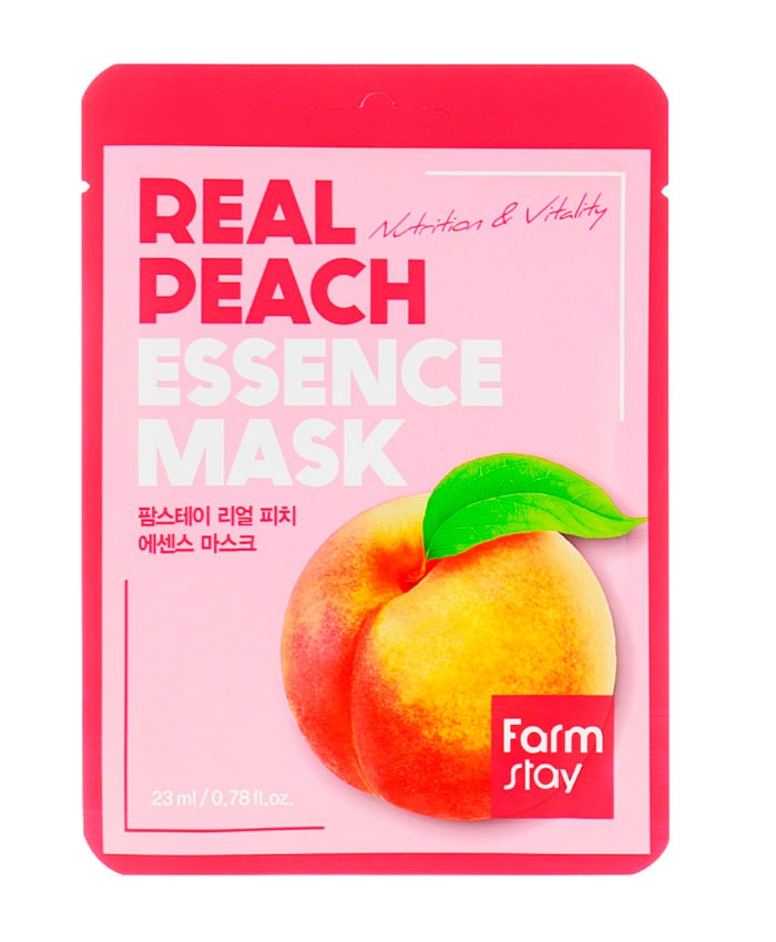 Farmstay Real Peach Essence Mask Üz üçün Şaftalı Ekstraktı ilə Qidalandırıcı Maska
