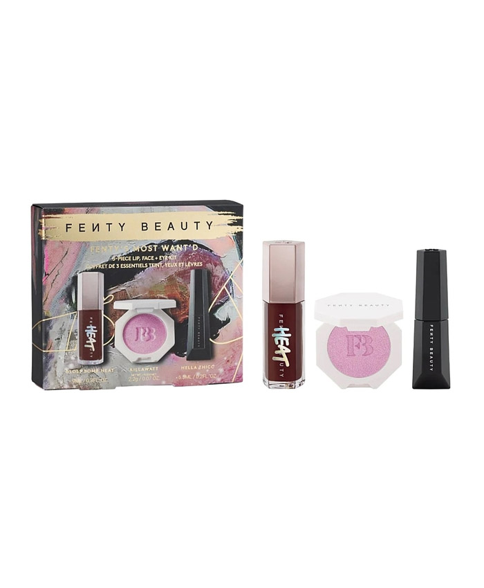 Fenty Beauty Fenty's Most Want'D 3-Piece Lip, Face + Eye Kit Набор Блеск, Хайлайтер, Тушь