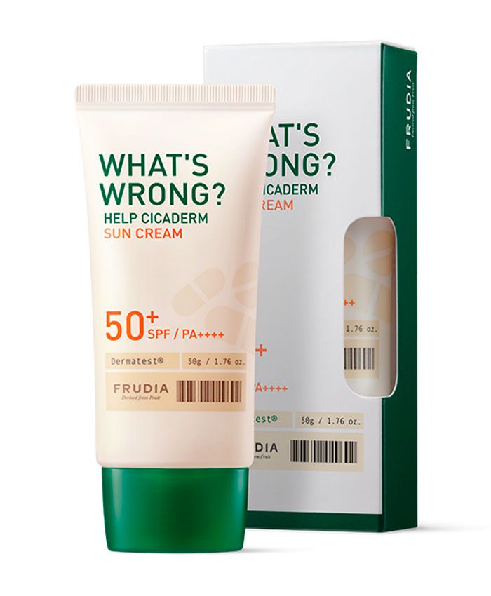 Frudia What’s Wrong Help Cicaderm Sun Cream SPF50+ PA++++ Солнцезащитный крем с экстрактом центеллы 50 мл
