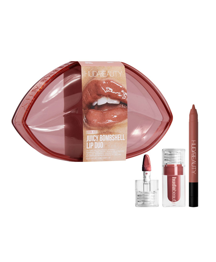 Huda Beauty Juicy Bombshell Lip Duo Dəsti Dodaq Parıltısı + Dodaq Qələmi