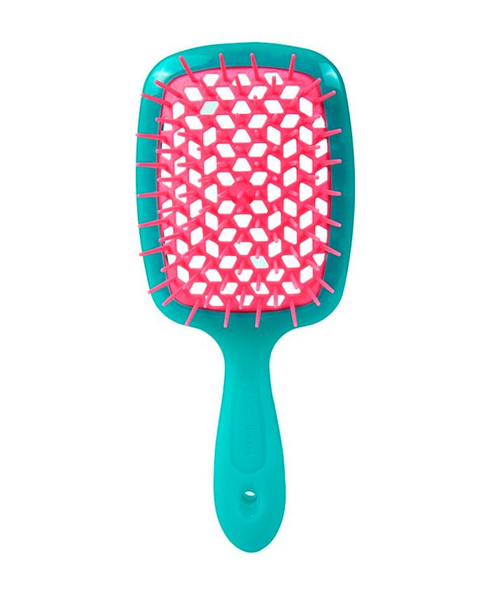  Janeke Superbrush Rectangular Hairbrush Saç üçün Daraq Turquoise/Pink