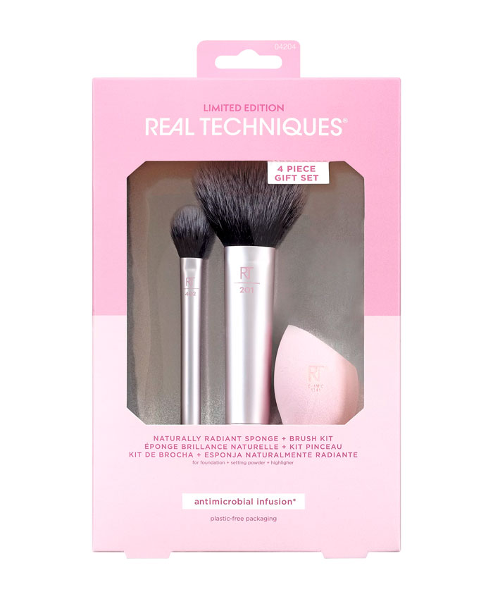 Real Techniques Limited Edition Naturally Radiant Sponge and Brush Kit Набор для Макияжа 4 шт