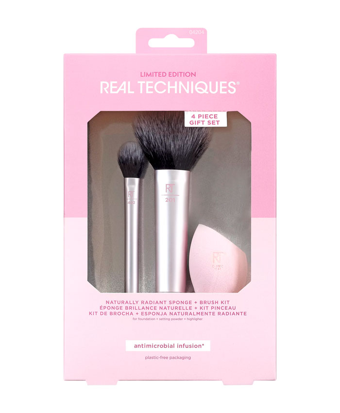 Real Techniques Limited Edition Naturally Radiant Sponge and Brush Kit Makiyaj Dəsti 4 əd