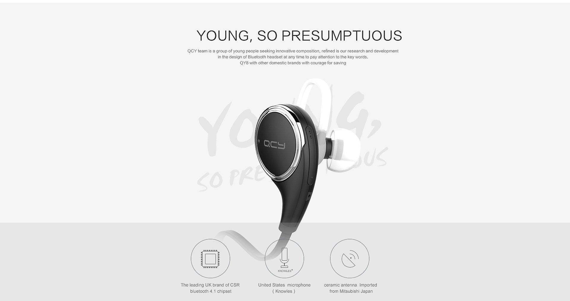 QCY QY8 Наушники с микрофоном Bluetooth 4.1 беспроводные QCY QY8 Наушники с микрофоном Bluetooth 4.1 беспроводные